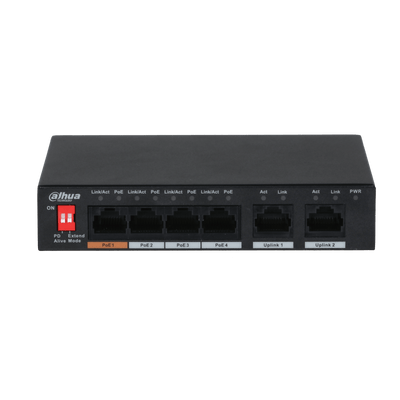 Dahua 6-Port 10/100Mbps Unmanaged Desktop Switch with 4 PoE Ports PFS3006-4ET-60 | dahua, Networking switches | Global Security Alarms