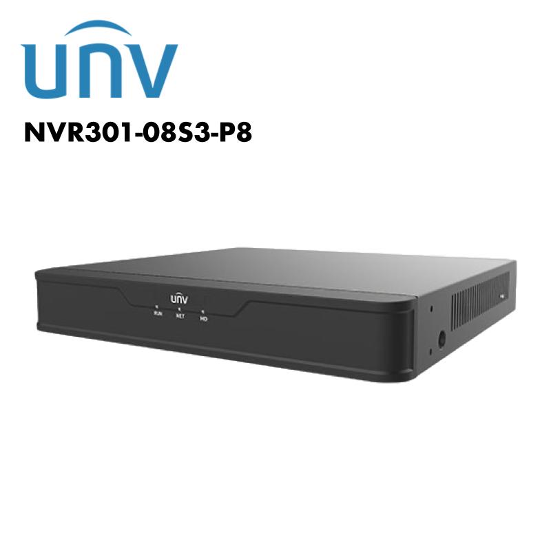 Uniview 8 Channel 1 HDD Network Video Recorder UV-NVR301-08S3-P8 | NVR | 8 channel NVR, NVR, UNV | Global Security