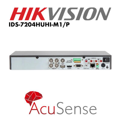 Hikvision 4 Channel 5MP 1U H.265 AcuSense POC DVR iDS-7204HUHI-M1/P