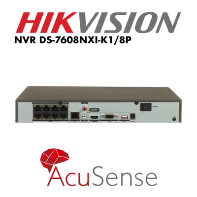 Hikvision 8 Channel PoE 1U K Series AcuSense 4K NVR DS-7608NXI-K1/8P