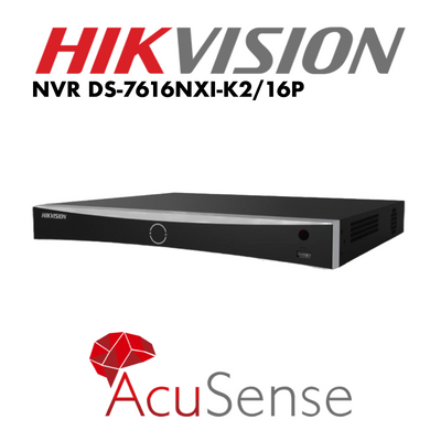 Hikvision 16 Channel PoE 1U K Series AcuSense 4K NVR DS-7616NXI-K2/16P | NVR | 16 Ch, 16 Channel, 16 Channel NVR, 4K, 8 Megapixel, 8 Megapixel / 4K, Hikvision, Hikvision 16 Channel NVR, Hikvision NVR, NVR | Global Security Alarms