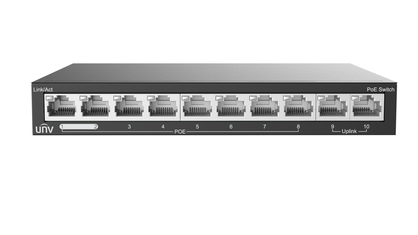 Uniview 8 Port 10/100Mbps PoE Switch 2 Port 10/100Mbps Uplink RJ45 UV-NSW2020-10T-POE-IN Global Security