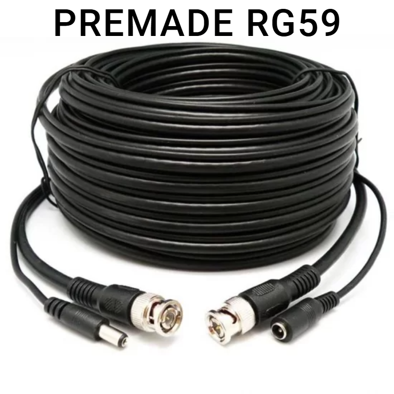 20M PREMADE RG59 COAX CAMERA CABLE WITH POWER CORES – Global Security