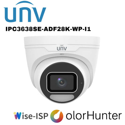 Uniview 8MP ColorHunter Wise-ISP Owlview PLUS Warm Light Turret 2.8mm Built in Mic UV-IPC3638SE-ADF28K-WP-I1 Global Security