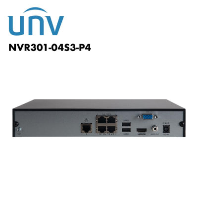 Uniview 4 Channel 1 HDD Network Video Recorder UV-NVR301-04S3-P4