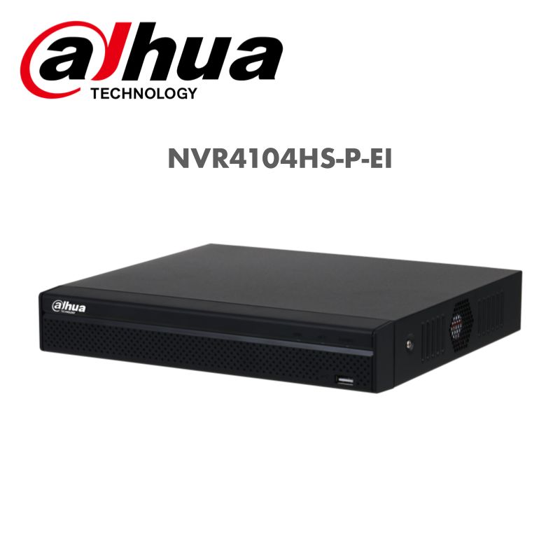 Dahua 4 Channel Compact 1U 1HDD 4PoE Network Video Recorder NVR4104HS-P-EI | NVR | 4 channel NVR, 4K, 8 MB, 8 Megapixel, 8 Megapixel / 4K, dahua, NVR | Global Security