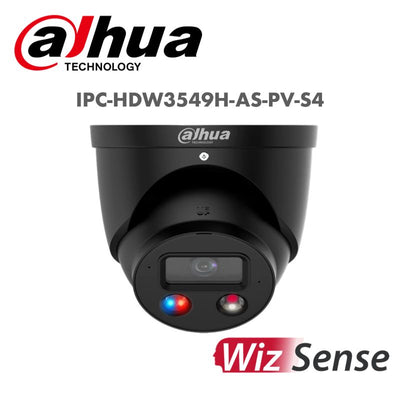 Dahua 5MP Smart Dual Light Active Deterrence Fixed-focal Eyeball WizSense Network Camera White/Grey IPC-HDW3549H-AS-PV-S4