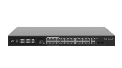 Uniview 24 Port 10/100Mbps PoE Switch 2 Port 1000Mbps Uplink RJ45 Unmanaged UV-NSW2020-24T2GC-POE-IN Global Security