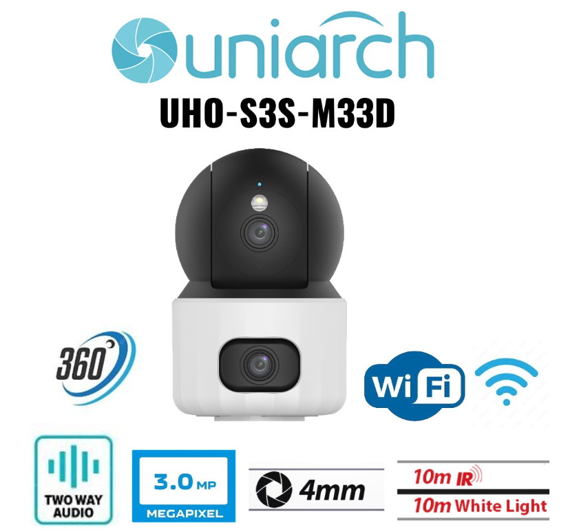Uniarch 2×3MP PT WiFi Camera  Indoor, Dual-Lens, White UHO-S3S-M33D Global Security