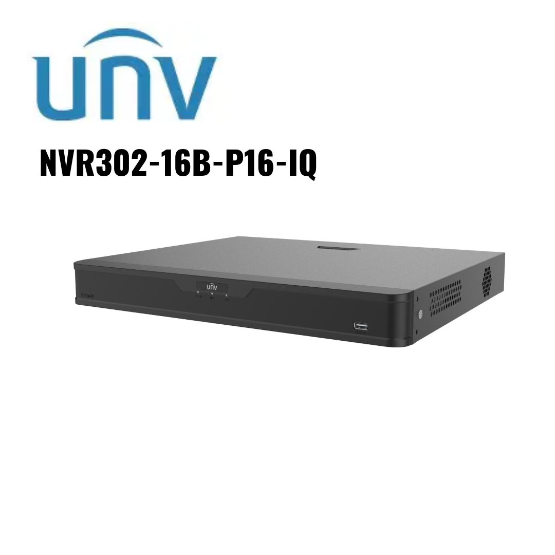 Uniview 16 Channel 16 PoE 2-SATA HDD Network Video Recorder UV-NVR302-16B-P16-IQ Global Security