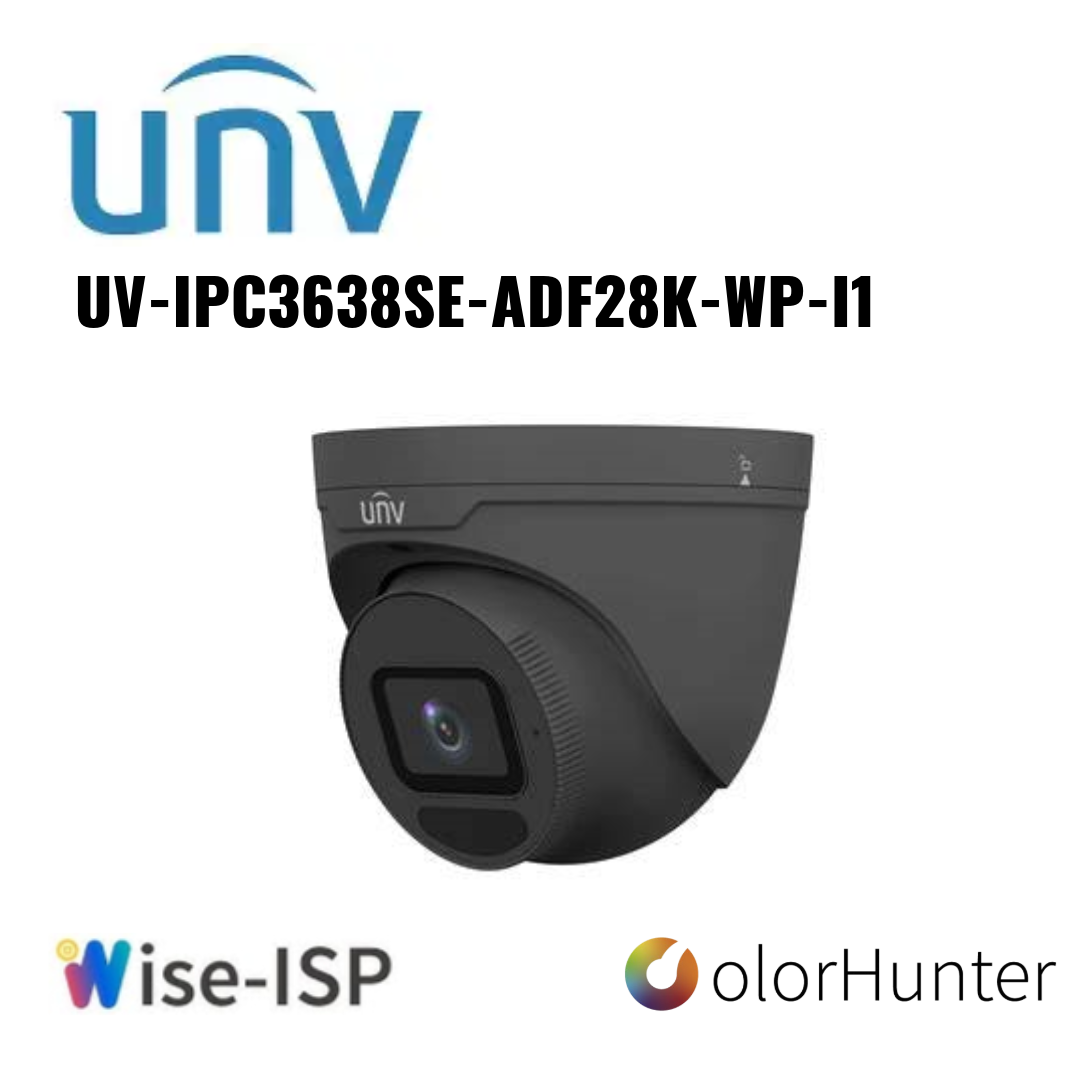 Uniview 8MP ColorHunter Wise-ISP Owlview PLUS Warm Light Turret 2.8mm Built in Mic UV-IPC3638SE-ADF28K-WP-I1 Global Security
