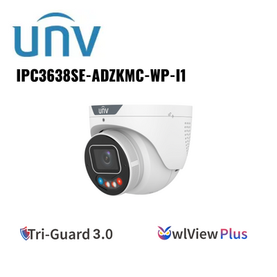 UNIVIEW 8MP VARIFOCAL NETWORK CAMERA TRI-GUARD 3.0, AI, OWLVIEW PLUS, MOTORIZED 2.8 TO 12 MM BLACK,WHITE IPC3638SE-ADZKMC-WP-I1 Global Security