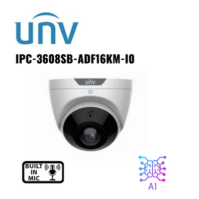 Uniview 8MP Wide-Angle Network Camera – Intelligent IR, AI, Mic, 1.68mm, White IPC3608SB-ADF16KM-I0 Global Security