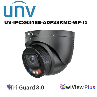 Uniview 4MP TriGuard 3.0 Owlview PLUS Dual Light IP Turret with Alarm & Audio White/Black UV-IPC3634SE-ADF28KMC-WP-I1 Global Security