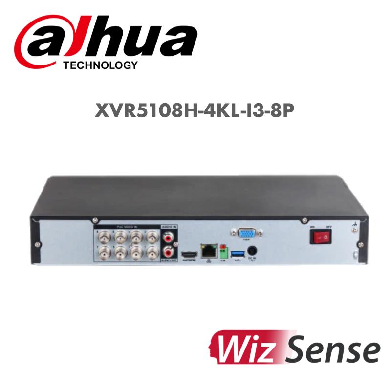 Dahua 8 channel DVR XVR5108H-4KL-I3-8P with multiple connectivity options and advanced surveillance features