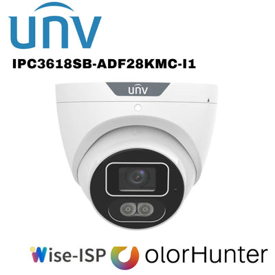 Uniview Prime-I 8MP IP TRI-GUARD 1.0+ Fixed Turret Camera 2.8mm Built in Mic White/Black UV-IPC3618SB-ADF28KMC-I1 Global Security