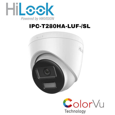 Hikvision Hilook 8MP IP POE Outdoor Colorvu Turret with Smart Hybrid Light 2.8mm White/Grey IPC-T280HA-LUF/SL Global Security