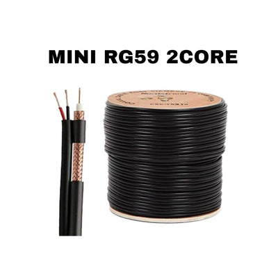 100M Mini RG59 Coax With Power Cores In Black Global Security
