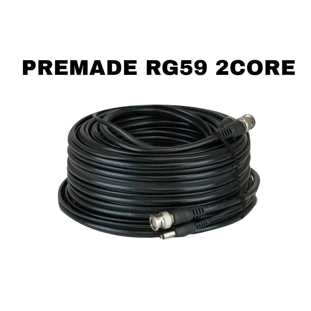 20M PREMADE RG59 COAX CAMERA CABLE WITH POWER CORES Global Security