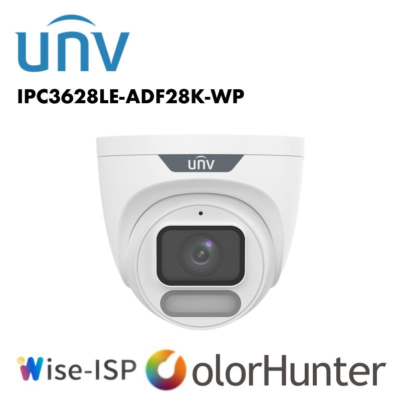Uniview 8MP ColorHunter Wise-ISP Owlview Warm Light Turret 2.8mm White/Black UV-IPC3628LE-ADF28K-WP Global Security
