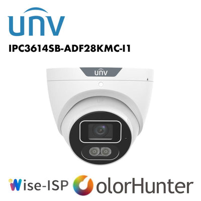 Uniview Prime-I 4MP IP TRI-GUARD 1.0+ Fixed Turret Camera 2.8mm Built in Mic White/Black UV-IPC3614SB-ADF28KMC-I1 Global Security