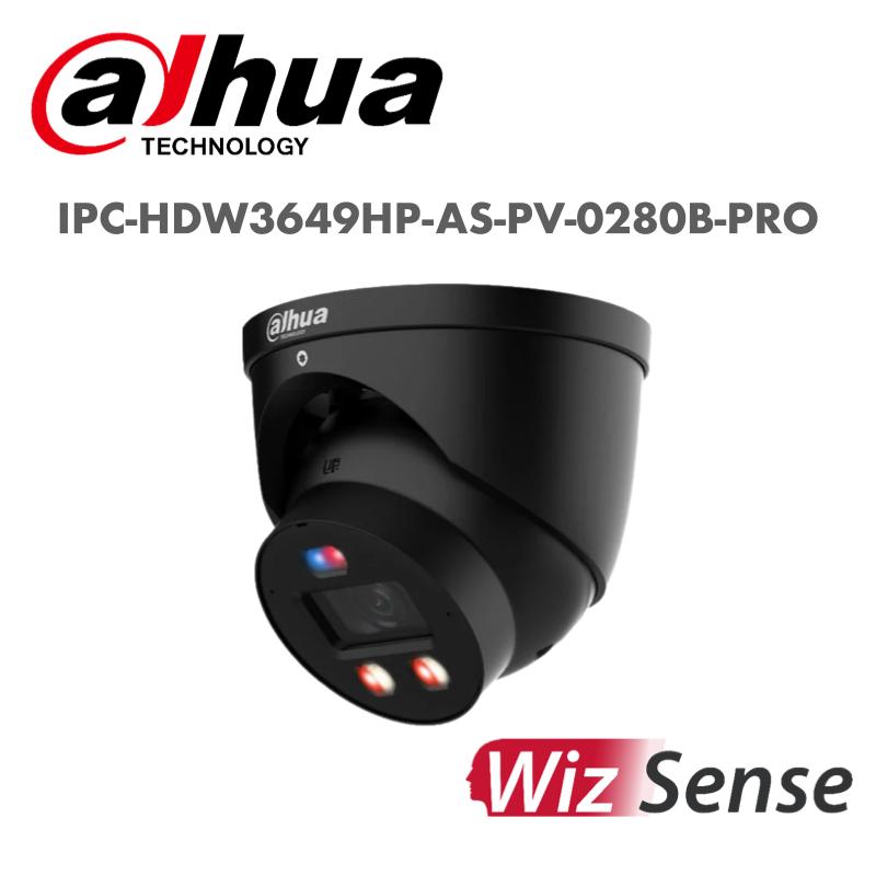 Dahua 6MP Smart Dual Light Active Deterrence Fixed-focal Eyeball WizSense TIOC Pro Network Camera 2.8mm White/Black IPC-HDW3649HP-AS-PV-0280B-PRO Global Security