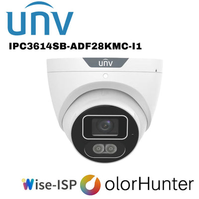 Uniview Prime-I 4MP IP TRI-GUARD 1.0+ Fixed Turret Camera 2.8mm Built in Mic White/Black UV-IPC3614SB-ADF28KMC-I1 Global Security