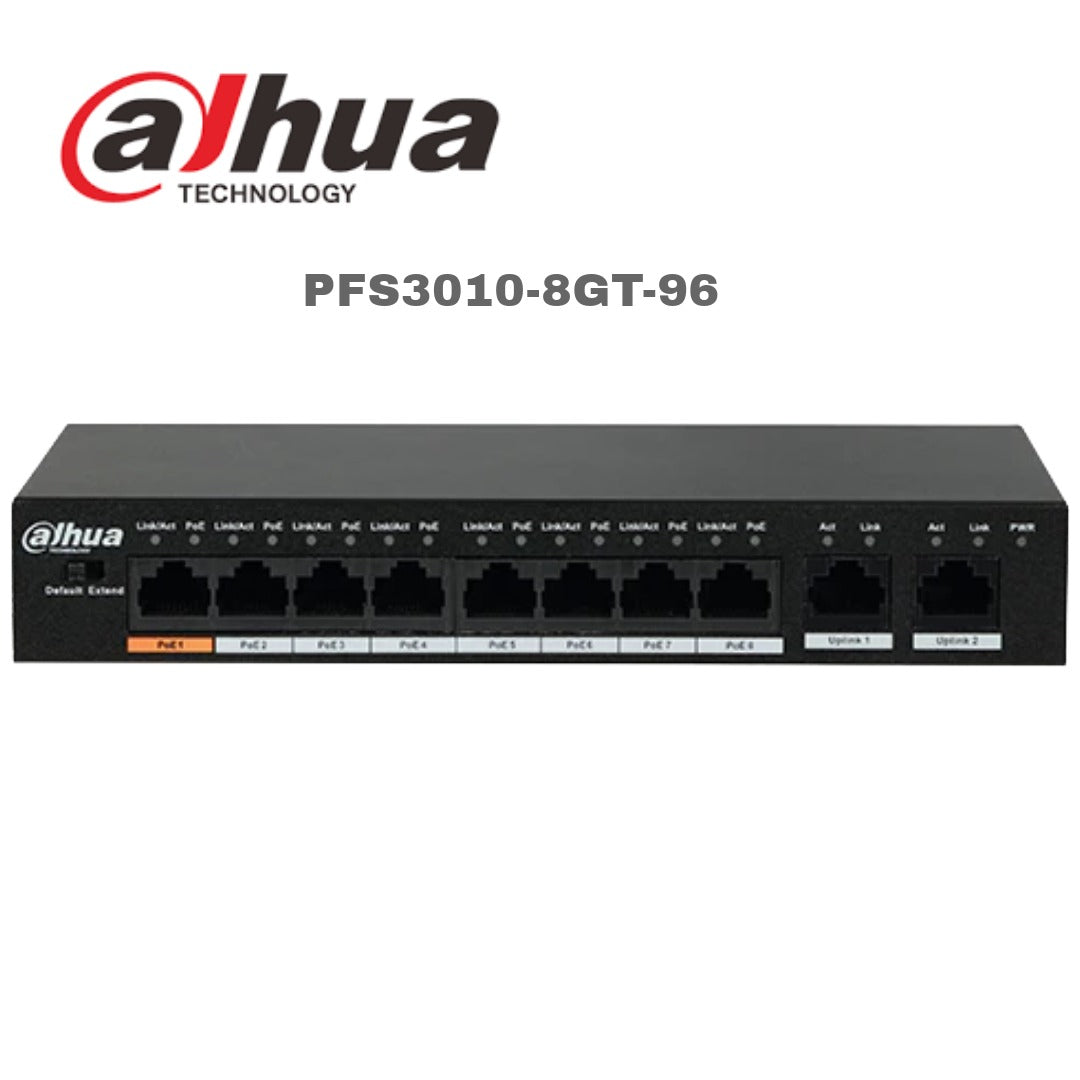 Dahua 8-Port PoE Unmanaged Desktop Switch with 8 Port PoE PFS3010-8GT-96 Global Security