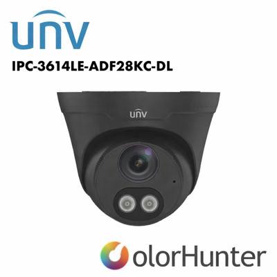 Uniview 4MP ColorHunter Turret Built in Mic/Speaker,Two Way Audio, IR/Warm Light, 2.8mm White/Black UV-IPC3614LE-ADF28KC-DL Global Security