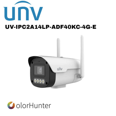 Uniview 4MP Colorhunter 4G Network Camera, White,Dual Light, 4MM IPC2A14LP-ADF40KC-4G-E Global Security