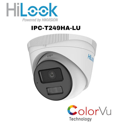 Hikvision Hilook 4MP IP POE Outdoor Colorvu Turret with Smart Hybrid Light 2.8mm White/Grey IPC-T249HA-LU Global Security