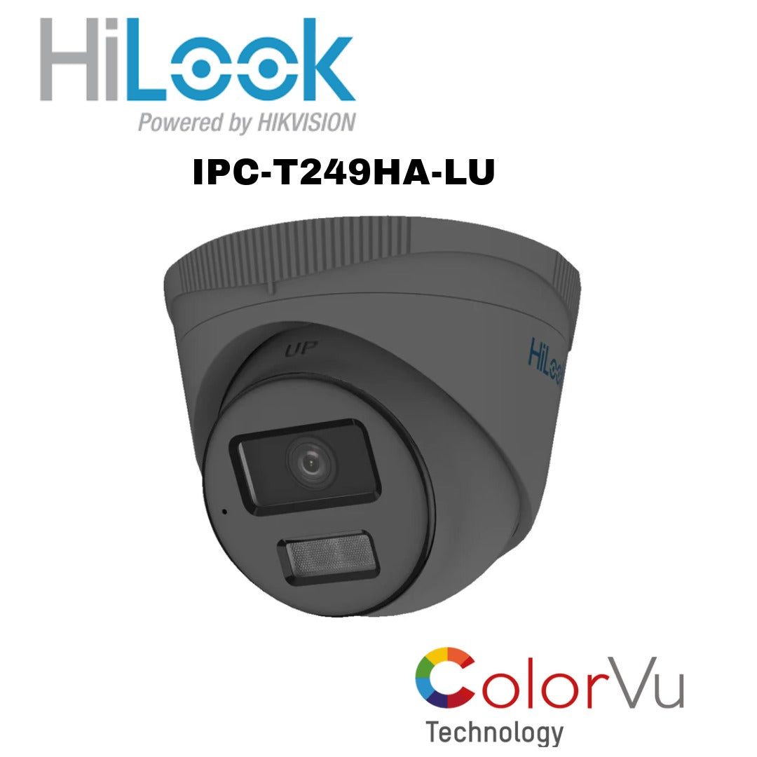 Hikvision Hilook 4MP IP POE Outdoor Colorvu Turret with Smart Hybrid Light 2.8mm White/Grey IPC-T249HA-LU Global Security